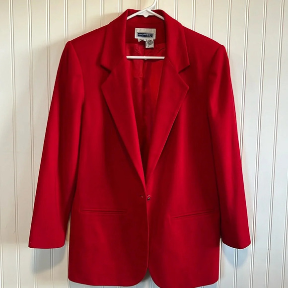 Jackets & Blazers - 100% Wool Red Blazer Vintage Women's Prophecy Petite Christmas Holiday‎